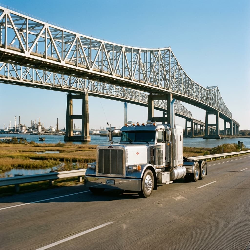 Classic American truck near Delaware Memorial Bridge